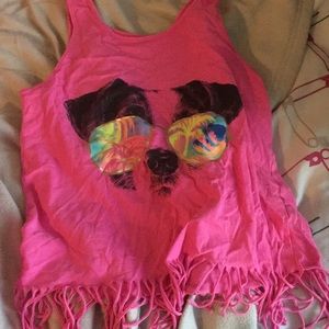 Pink shirt with dog on it